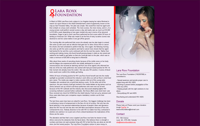 Website designed for the Lara Roxx Foundation